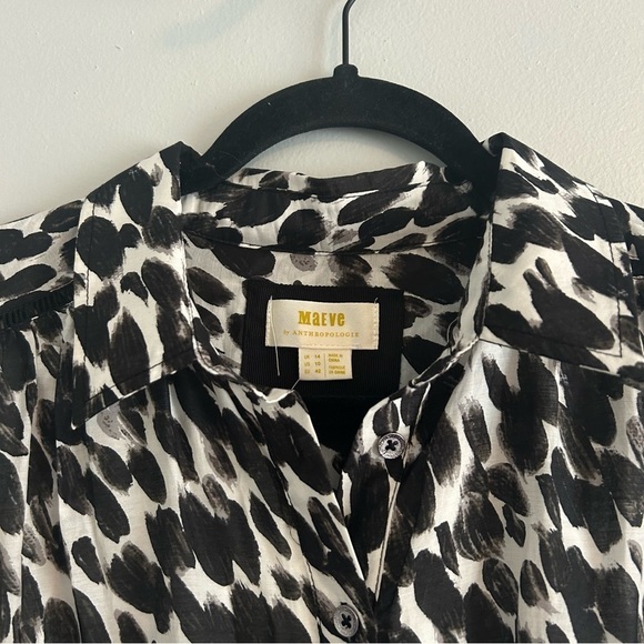 NEW NWT Maeve Semele Leopard Drop Waist Black and White Button Mini Dress - Picture 5 of 7